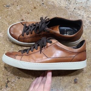 Bruno Magli Brown Leather Warren Sneakers Made In Italy Mens Size 10